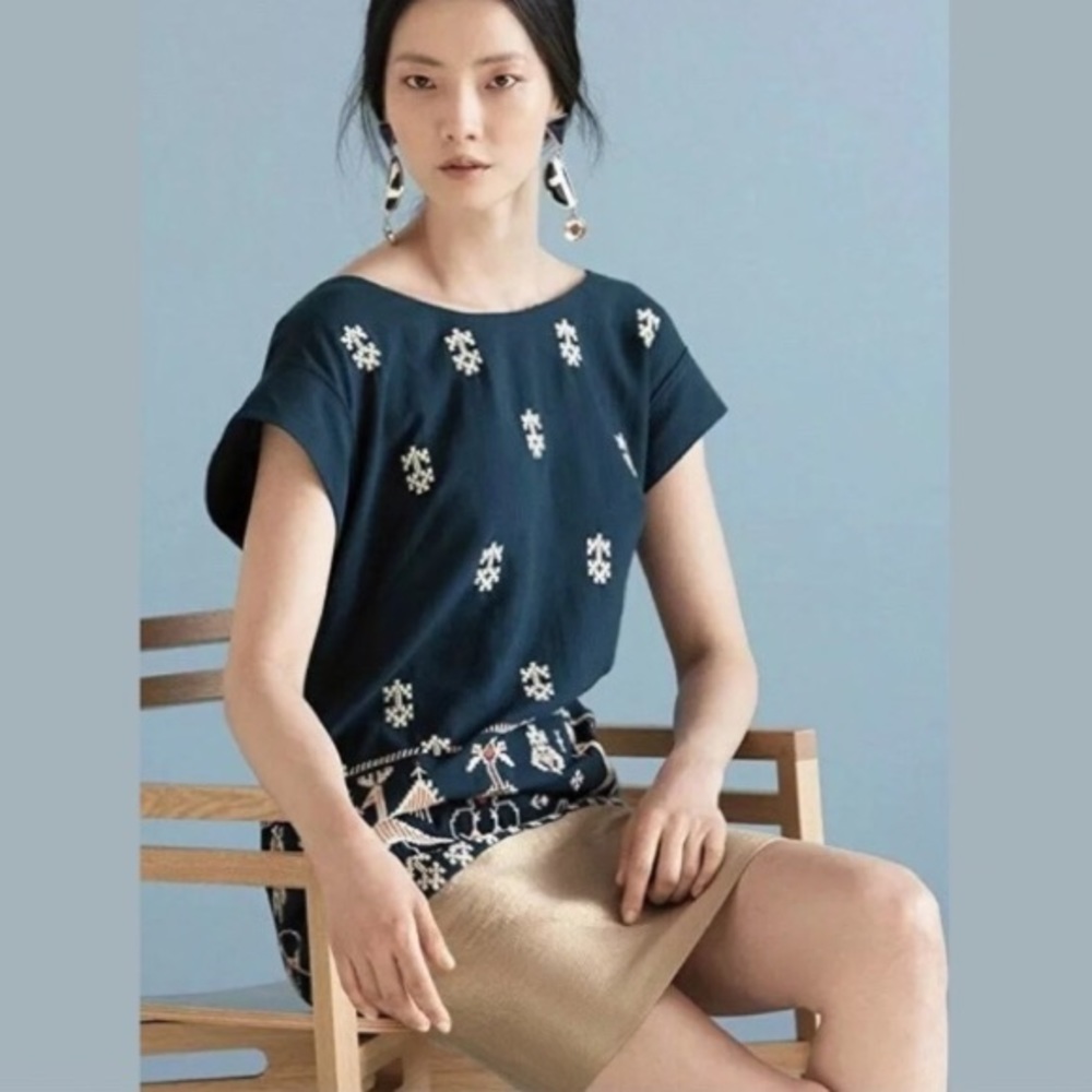 Anthropologie Embroidered Aztec Shift Dress Size 4